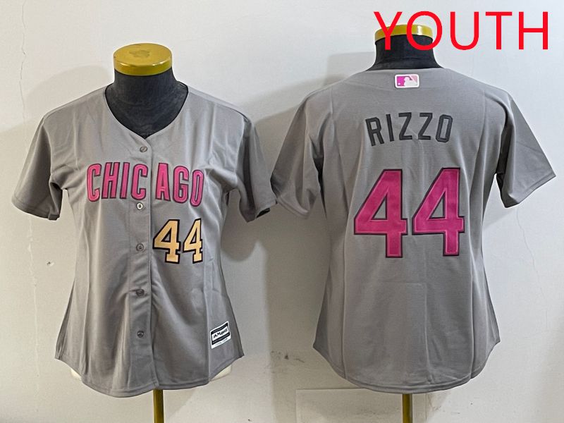 Youth Chicago Cubs #44 Rizzo Grey Fashion Game 2025 Nike MLB Jersey style 3